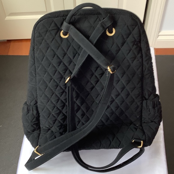 Vera Bradley Black Quilted Backpack with Moka Pot Charm. - Picture 2 of 9